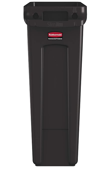 Rubbermaid Commercial Products Slim Jim Trash/Garbage Can with Venting Channels, 23-Gallon, Brown, for Kitchen/Office/Workspace, Pack of 4 - Image 2