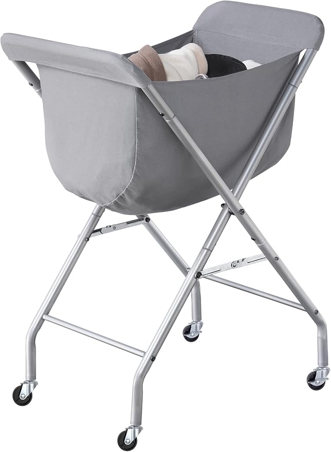 ELYKEN Laundry Cart with Wheels, 32”H Easy Rolling Laundry Hamper with Removable Liner Bag, Sturdy Metal Frame Clothes Basket with 4 Casters and 2 Brakes by ELYKEN