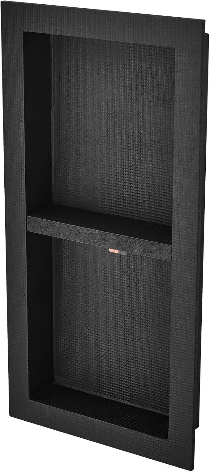 VEVOR Shower Niche Ready for Tile 16" x 32", Double Shelf Organizer, Square Corners Wall-inserted Niche Recessed, Sealed Protection Modern Soap Storage Niche for Shower Bathroom, Black - Image 11