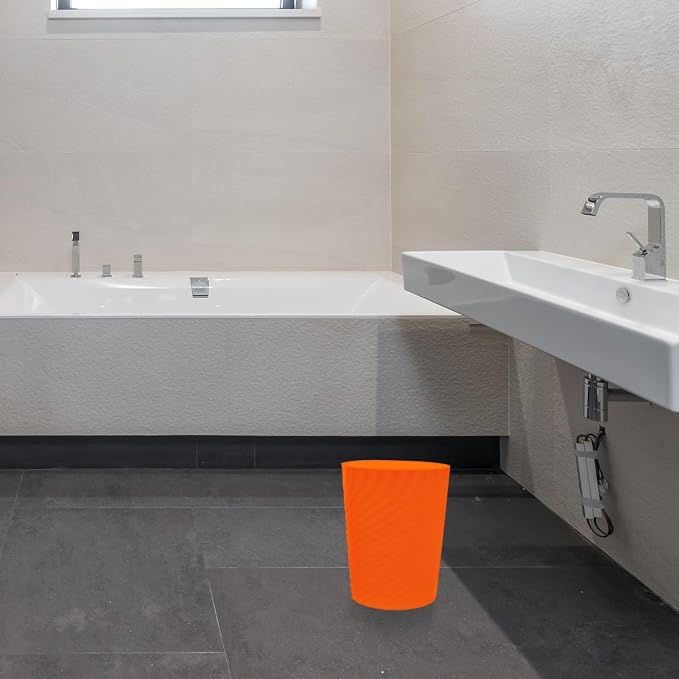 DAJITRE 1.8 Gallon Small Trash Can Wastebasket Recycling Bin Slim Profile for Compact Spaces Bathroom, Office, Bedroom, Kitchen (1.8 Gallon, Orange) - Image 5