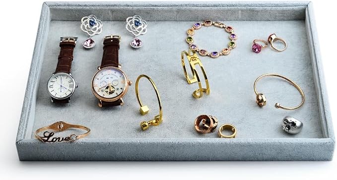 Oirlv Velvet Stackable Jewelry Trays Grids Rings Earrings Bracelet Watch Showcase Display Tray by Oirlv