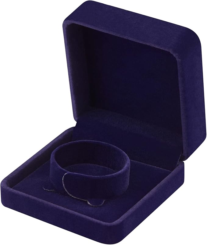 LETURE 4 Pieces Classic Velvet Bracelet Bangle Pendant Necklace Gift Box, Travel Jewelry Box Display Storage Case for Gift, Wedding, Engagement, Proposal, Birthday (4PCS Bracelet-BLUE) - Image 4