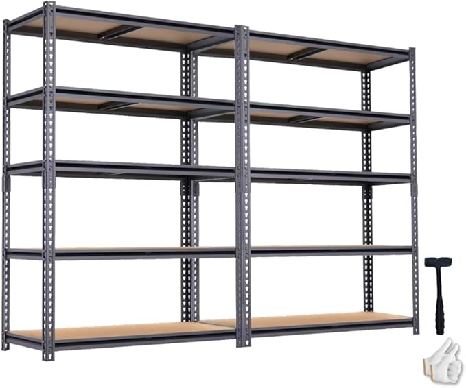 Garage Storage Shelves 2PCS, 60'' H Shelving Units and Storage, 2400 LBS Heavy Duty Shelving, Metal Garage Shelves for for Basement, Warehouse, Pantry, Closet, Kitchen 12" x 28'' x 60'' by Unknown