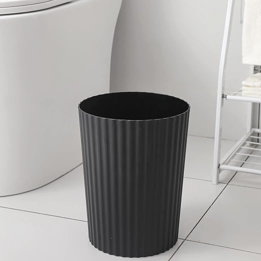 JiatuA Small Trash Can Plastic Wastebasket Round Garbage Container Bin for Bathroom, Kitchen, Bedroom, Home Office, College Dorm, Black - Image 3