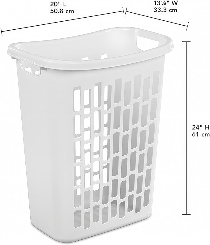 1.8 Bushels Capacity (63.4L) 3-Pack Tall & Slim Open Heavy-Duty Plastic Laundry Hamper with Reinforced Handles for Easy Clothes Transport, Ideal for Closets, Dorm, Laundry Room & Bathroom, White - Image 3