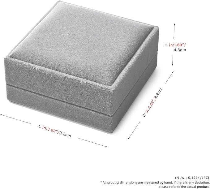 3 in 1 Velvet Jewelry Set Gift Box Earring Gift Box Ring Necklace Boxes Small Jewelry Storage Boxes for Travel Birthday Mother's Day Valentine's Day Gifts (Gray) - Image 4