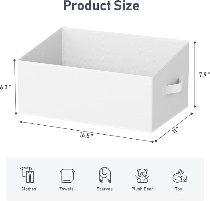 DIMJ Closet Storage Bins 8 Pack - Fabric Storage Baskets for Shelves, Large Clothes Organizers with Handles, Trapezoid Shelf Organization Storage Cubes for Purse, Toys, Books, Towel, Clothes - Image 2
