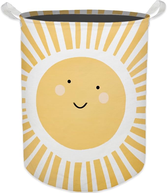 Cute Sunshine Laundry Basket, Boho Sunshine Nursery Waterproof Collapsible Laundry Hamper Dirty Clothes Storage Toy Bin Organizer for Toddler Baby Kids Room Bedroom Bathroom College Dorm by Unknown