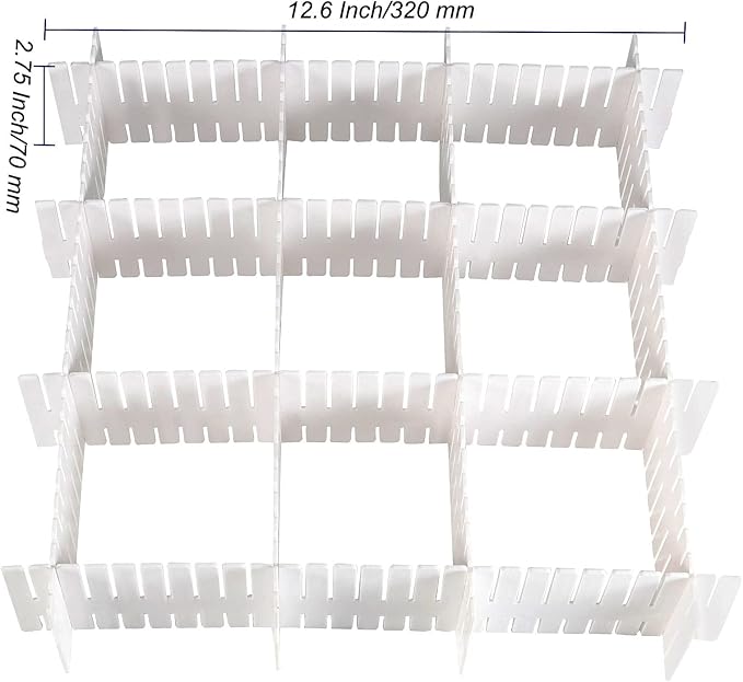 MUKCHAP 72-Piece DIY Grid Drawer Organizer - 12.6 Inch Adjustable Drawer Dividers for Sock, Underwear, Scarf - 36 White, 36 Pink - Image 2