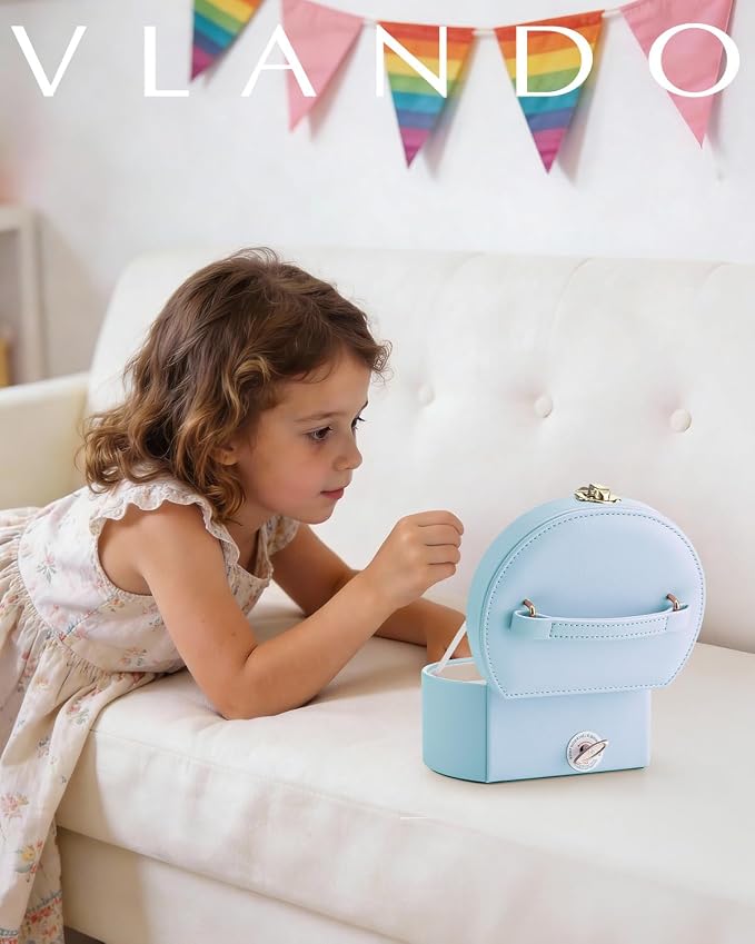 VLANDO Bithday Gift for Girl - Musical Jewelry Box for Girls, Small Kid Music Box with Ballerina for Party Bedroom Decor, Gifts for Girls Kids - Blue - Image 8