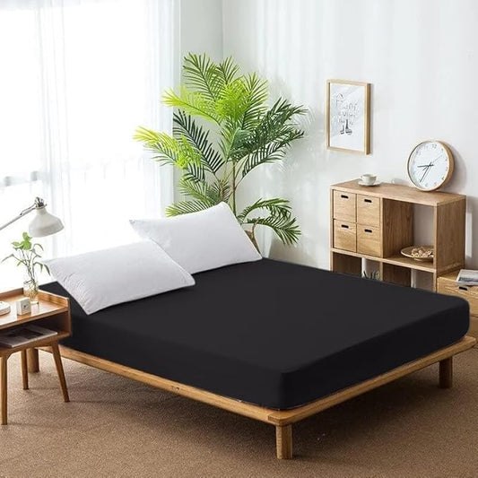 Comfort Beddings 100% Organic Cotton Mattress Protector Calking Size Mattress Cover 250GSM, Waterproof, Noiseless Fitted Bed Cover Protector with 8"-18" Deep Pocket (Black)