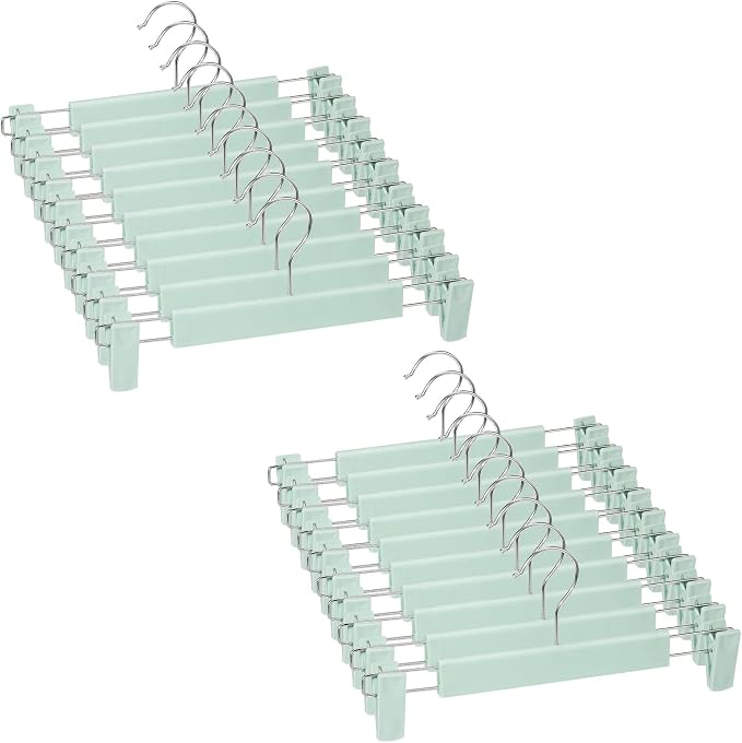 Skirt Hangers，Pants Hangers with Clips，360 ° Swivel Hooks Space Saving Hangers for Pants, Skirts, Clothes, Jeans (20Pack, Light Green) by Lamitocs