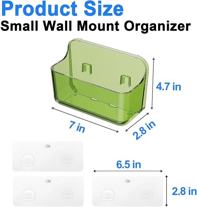 Diesisa 2pc Acrylic Wall Mount Organizer, Adhesive Cabinet Door Organizer,Acrylic Bathroom Shelves for Wall,No Drilling Hang Walls,with Self Adhesive Tape, for Bathroom, Kitchen, Living Room-Green - Image 8