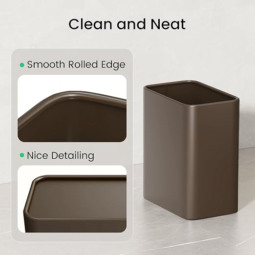 Cesun Small Bathroom Trash Can, 2.1 Gallons, Open-Top, Brown Metal, Stainless Steel, Modern, Ideal for Bathroom, Bedroom, Home Office,Toilet, Rv,Near Desk, Under Sink - Image 5