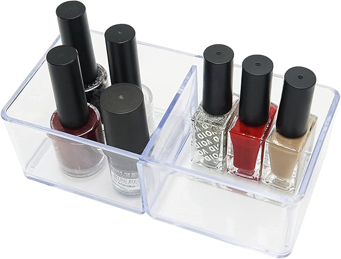carrotez 2 Compartment Clear Plastic Drawer Organizer for Makeup, Bathroom, Desk, Vanity - Image 4