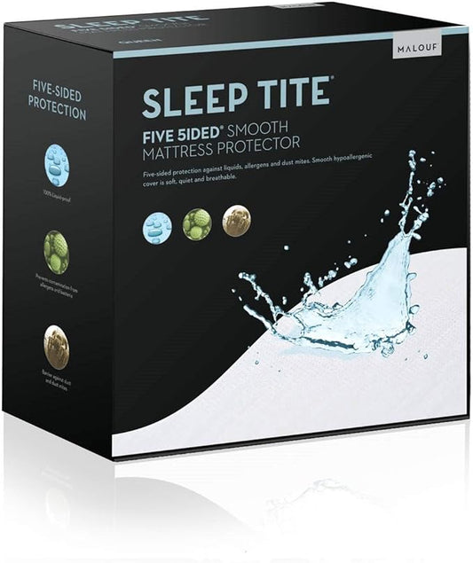 SLEEP TITE Five Sided Mattress Protector - 100% Waterproof on Top and Sides, Full