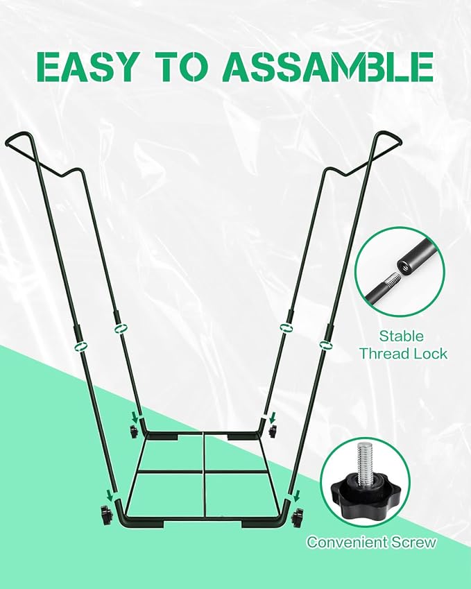 Joyhalo Outdoor Trash Bag Holder Stand - 2 Pack Heavy Duty Metal Garden Garbage Bag Support Frame for 30-45 Gallon Capacity, Multi-Use Portable Yard Leaf Bag Stand - Image 6