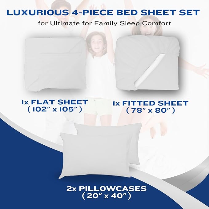 DREAMCARE Twin XL Sheet Sets - 4 pcs Breathable Cooling Bed Sheets - up to 15" Deep Pocket Twin XL Sheets Set with Side Pockets - Extra Soft 100% Brushed Hypoallergenic Hotel Luxury Bedding - White