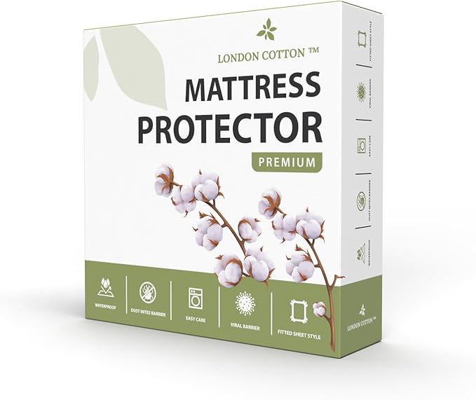 Premium Twin XL Size Mattress Protector 100% Waterproof Mattress Protector Breathable Deep Pocket Washable Bed Cover College Dorm Size (Twin XL)