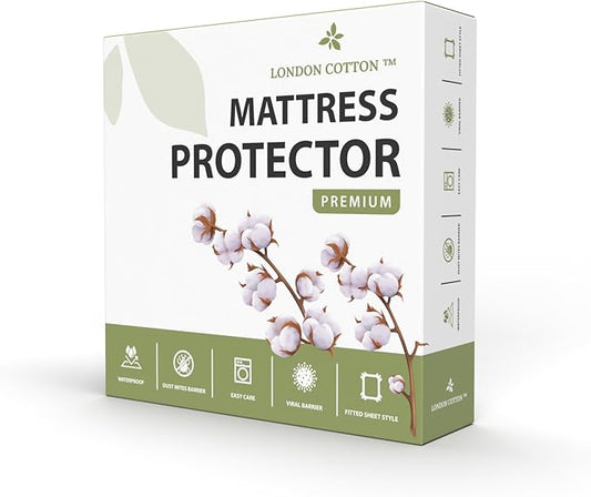 Premium Twin XL Size Mattress Protector 100% Waterproof Mattress Protector Breathable Deep Pocket Washable Bed Cover College Dorm Size (Twin XL)
