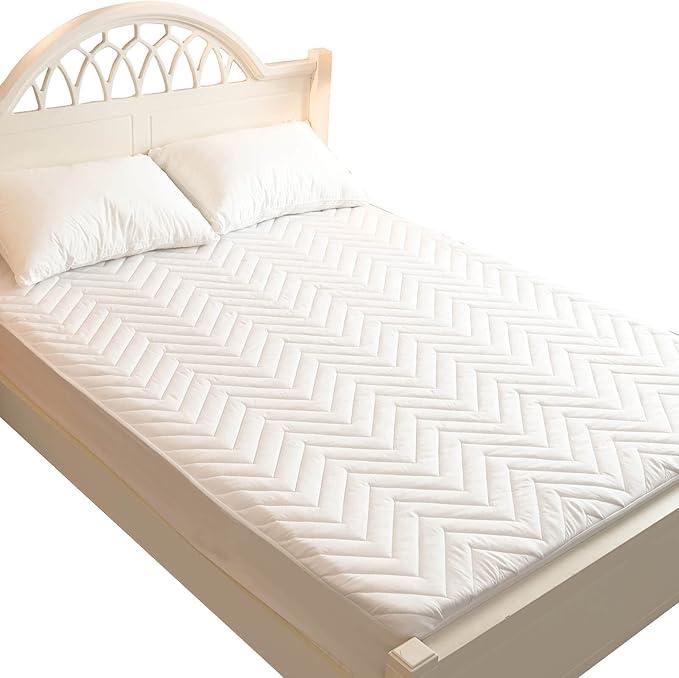 Kingnex Waterproof Quilted Mattress Protector Pad Fitted Padded Matress Cover with Deep Pocket Queen Size