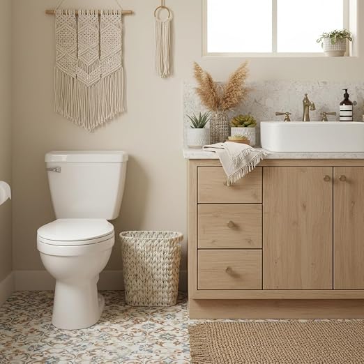 Coeusy Wicker Trash Can,Bathroom Trash Can,Waterproof Wicker Waste Basket for Bathroom,Narrow Small Waste Basket for Bedroom,Office, Cream White 5 Gallon - Image 3
