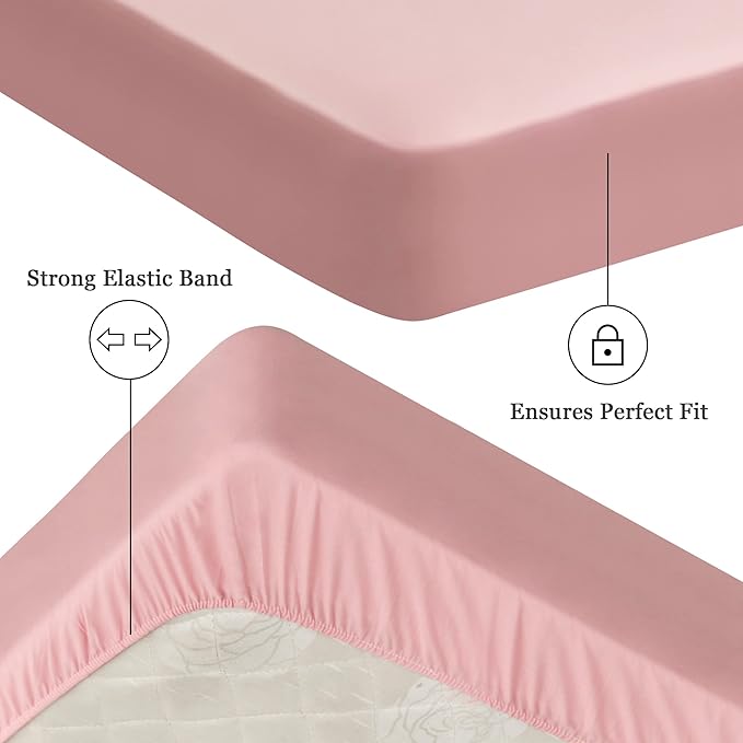 Sufdari King Size Mattress Protector,Waterproof Mattress Protector,Fitted Sheet Style Mattress Cover with 18" Deep Pocket,Washable and Comfortable-Pink,King