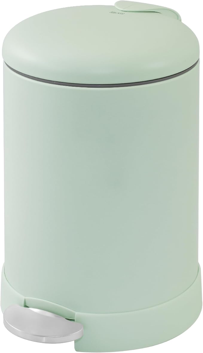 Glad Small Trash Can, 1.2 Gallon | Round Stainless Steel Garbage Bin with Soft Close Lid & Step Foot Pedal | Metal Waste Basket with Removable Inner Bucket, Green by GladTrashFoodStorage