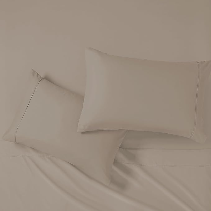 Modern Threads Soft Microfiber Solid Sheets - Luxurious Microfiber Bed Sheets - Includes Flat Sheet, Fitted Sheet with Deep Pockets, & Pillowcases Khaki Full