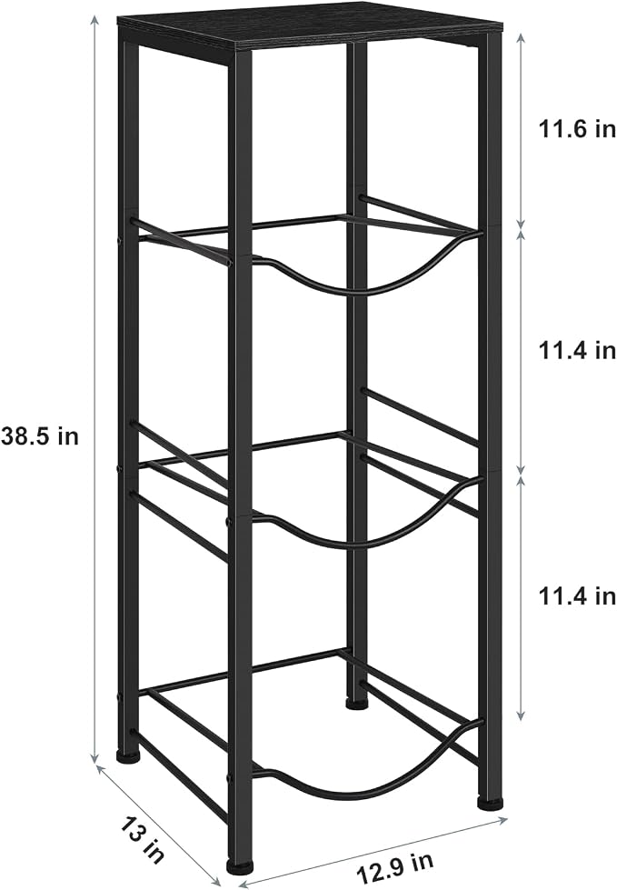 OYEAL Water Bottle Holder Organizer 5 Gallon Water Jug Stand with Shelves, 3-Tier Water Bottle Dispenser Stand for Kitchen Living Room Office, Black - Image 2