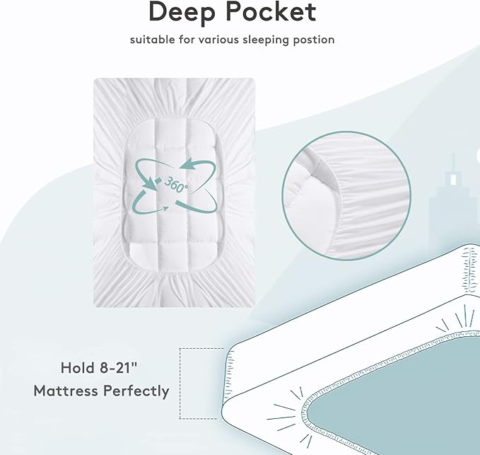 Mattress Topper Cal King,Extra Thick Mattress Pad Cover for Back Pain,Cooling Mattress Protector with 8-21 Inch Deep Pocket,Overfilled Down Alternative Filling
