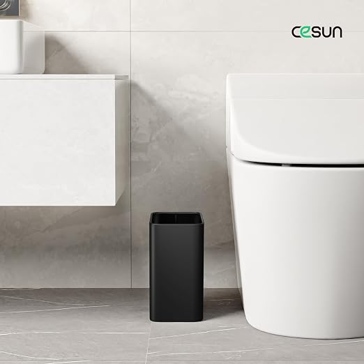 Cesun Small Bathroom Trash Can 2.1 Gallon Wastebasket, Modern Metal Garbage Can Office Waste Basket, Matte Black Stainless Steel Trash Bin for Bedroom, Home Office, Toilet, rv, Near Desk, Under Sink - Image 2
