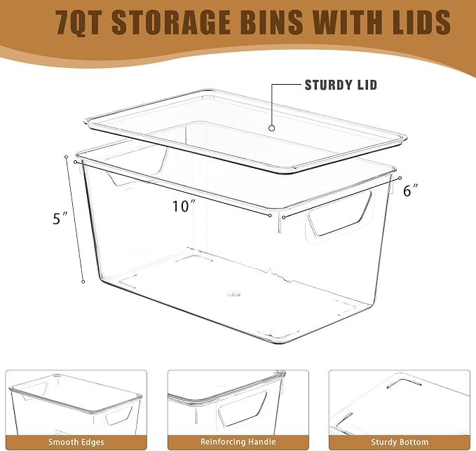 12 Pack Middle Stackable Storage Boxes for Storage and Organization, Clear Storage Bins with Lids, Plastic Storage Containers with Lids, Plastic Bins with Handles for Office, Bedroom, Study Room - Image 2