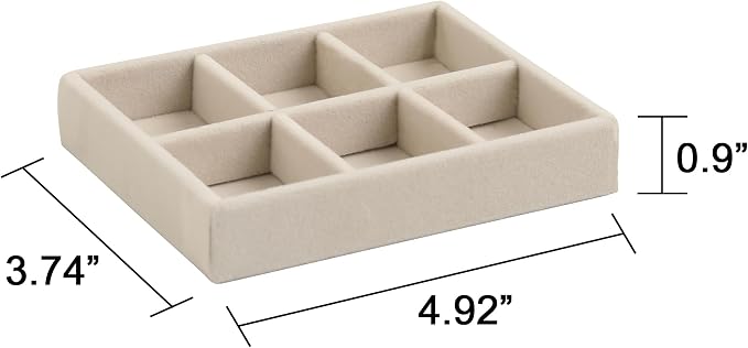 Frebeauty Small Jewelry Tray Set,Stackable Velvet Jewelry Organizer Tray,Mini Jewelry Drawer Organizer,Drawer Inserts,4.92 x 3.74 x 0.9 Inches,Earring Organizer for Women(Set 4,Beige) - Image 3