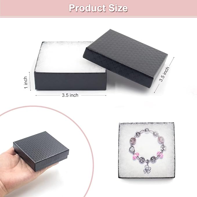 Cardboard Jewelry Black Gift Boxes 20 Pack3.5×3.5×1 inches, its apply to displaying necklaces, rings, bracelets, earrings - Image 3
