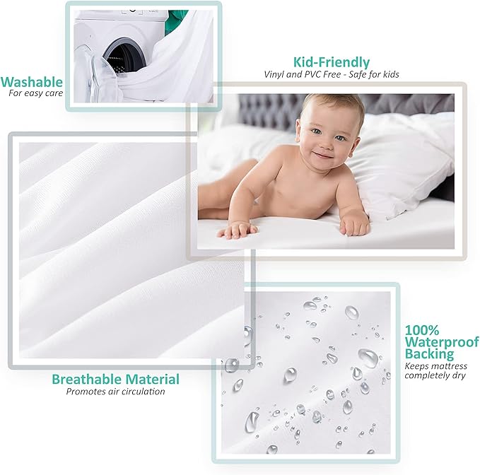 Nestl Premium Microfiber Zippered Mattress Encasement - Waterproof Queen Mattress Protector - Fits 15 Inches Deep - Queen
