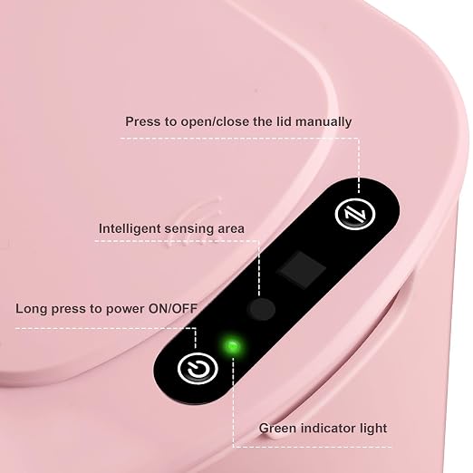 Cesun Motion Sensor Trash Can, 5 Gallon Automatic Bathroom Garbage Can with Lid, Touchless Smart Plastic Slim Wastebasket for Bathroom, Office, rv, Bedroom, Living Room, Pink - Image 5