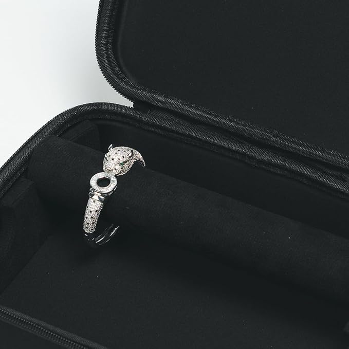 Portable Travel Jewelry Box Bracelet Display Holder with 2Rods for Watch Bangle Jewelry Organizer Storage Bag Women Men Black - Image 4