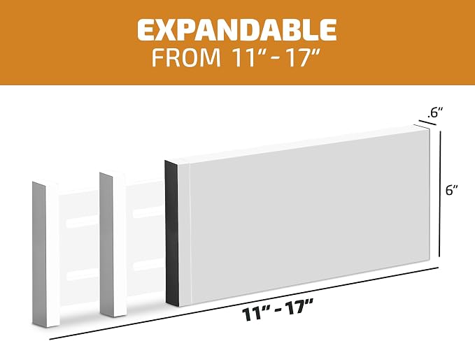 6-Pack Drawer Dividers 6 Inch High, 11”-17" Adjustable Bamboo Organizers Large Expandable Drawer Separators for Cloths, Dresser, Bedroom, Bathroom, Baby Drawer, Office & Kitchen Utensils (White) - Image 4