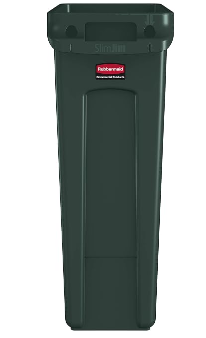 Rubbermaid Commercial Products Slim Jim Trash/Garbage Can with Venting Channels, 23-Gallon, Green, for Kitchen/Office/Workspace - Image 3