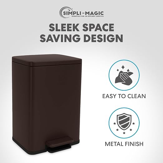 Simpli-Magic 50 Liter / 13.2 Gallon Soft-Close, Smudge Resistant Trash Can with Foot Pedal and Built in Filter- Brown - Image 6
