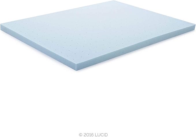 Lucid 3 Inch Memory Foam Mattress Topper, Full XL Size – Cooling Gel Bed Topper – Preassure-Relieving Deep Plush Feel – Ventilated Breathable Design – CertiPur Certified - Dorm Room Essentials