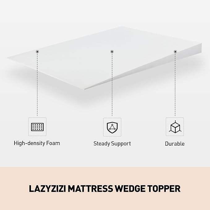 Mattress Wedge Only, 5-Inch Full Inclined Bed Wedge Mattress Topper for Acid Reflux, GERD, Neck & Back Pain, Snoring, Adjustable Elevator Under Mattress Support for Bedroom