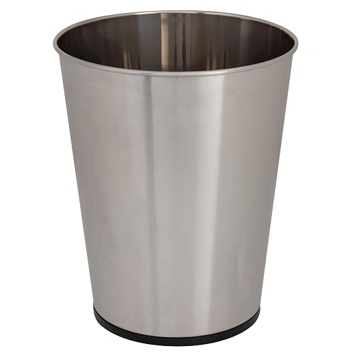 Bath Bliss 5 Liter Small Wastebasket | 2 Pack | Round Open Top | Trash Can | Bathroom | Bedroom | Kitchen | Office | Dorm | Disposal Waste Bin | Garbage | Stainless Steel - Image 2