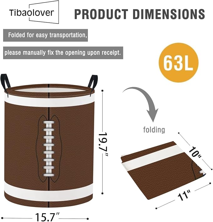 Baby Laundry Basket Baby Nursery Hamper Kids Laundry Basket Toy Storage Bin for Boys Room Decor Gift Baskets for Bedroom Bathroom(Football) - Image 2