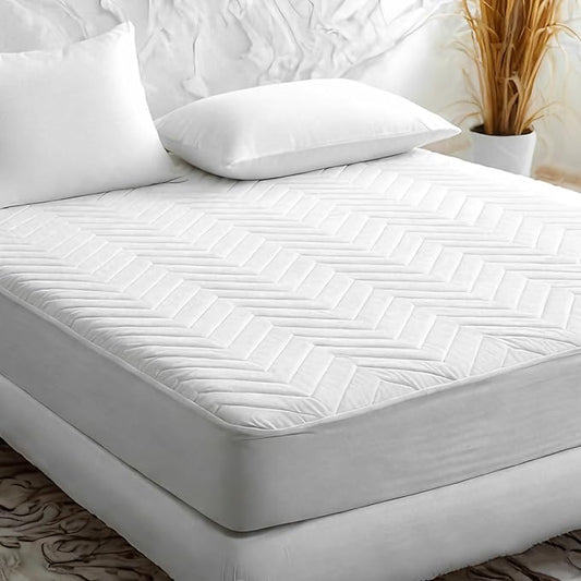 1 Pack Waterproof Mattress Protector, Quilted Mattress Pad with 15 Inch Deep Pocket, Soft Breathable Microfiber Surface, Machine Washable Bed Mattress Cover, White