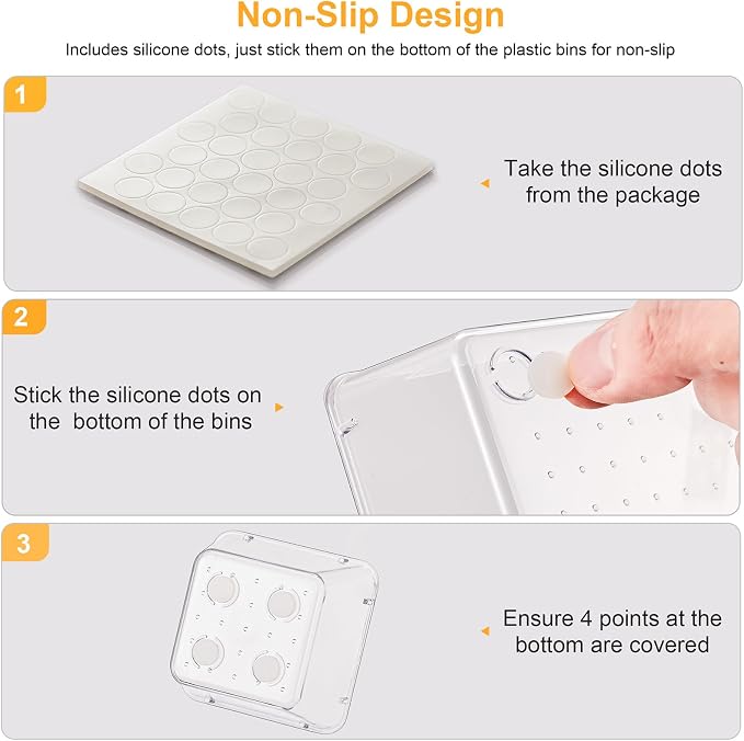 SMARTAKE 22-Piece Drawer Organizer with Non-Slip Silicone Pads, 5-Size Clear Desk Drawer Organizer Trays Storage Tray for Makeup, Jewelries, Utensils in Bedroom Dresser, Office and Kitchen, Clear - Image 7
