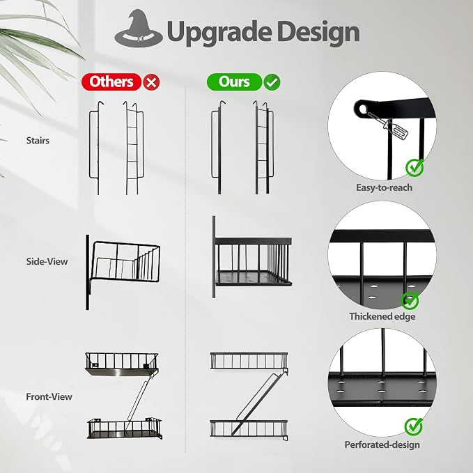 SweetSage Fire Escape Wall Shelf 4 Tier - NYC Decorative Floating Shelf Black Metal Book Shelves for Home Office Apartment Organizer and Display - Image 5