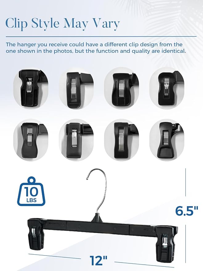 Smartor Pants Hangers - 30 Pack, Black Clips Hangers with 360° Hooks, Shorts Hanger with Strong Clamps, Dress, Heavy Duty as Trousers, Skirt, Jeans, Towel and Bottom Clothes -12 Inch - Image 9