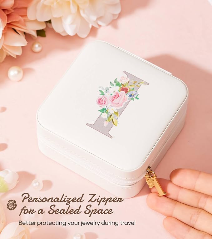 Enthralite Travel Jewelry Box for Girls: Traveling Jewelry Case Gift for Women - Mini Organizer for Necklaces Earrings White I - Image 5